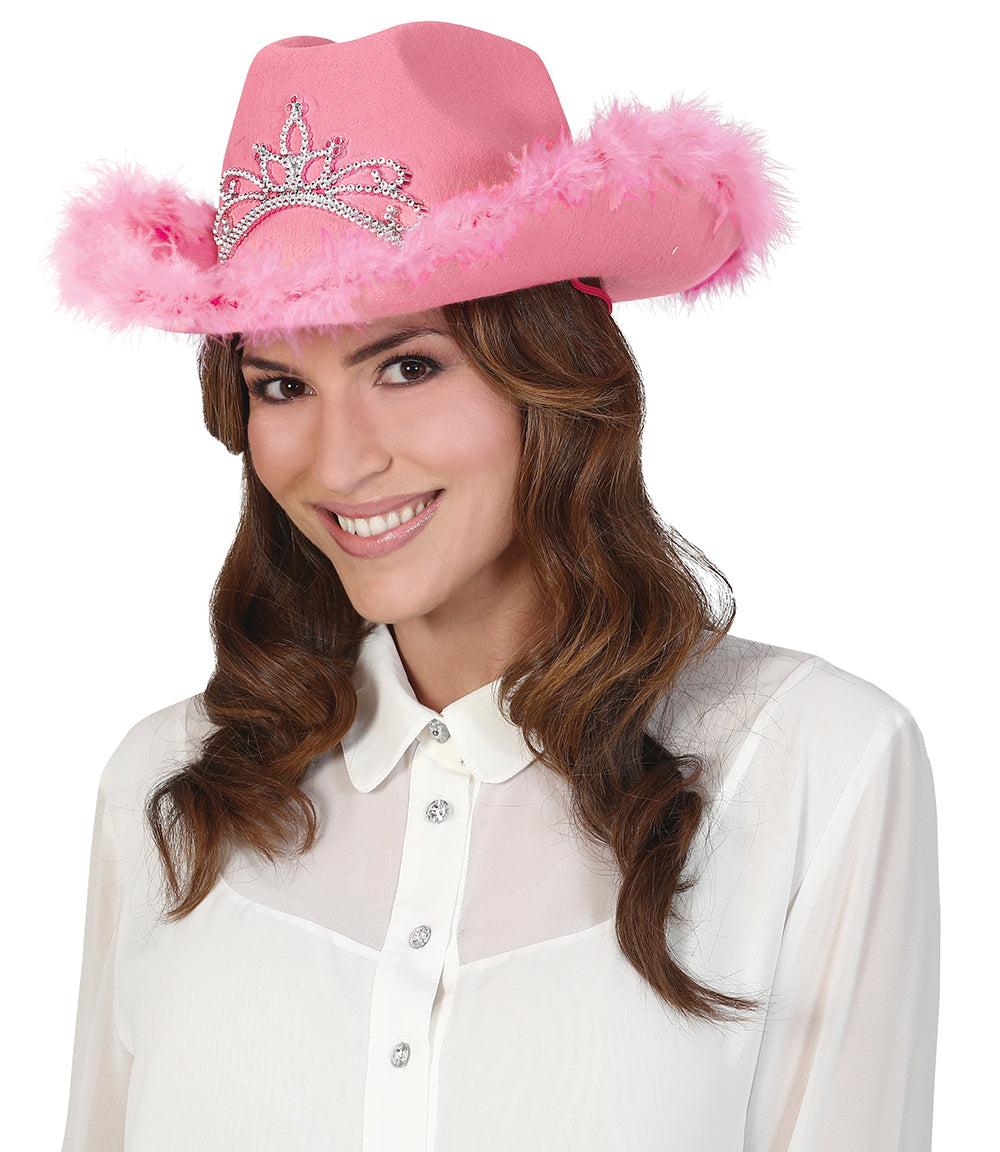 GP13493 – Cowboyhut Mit Funkelnder Krone – Farbe: Pink
