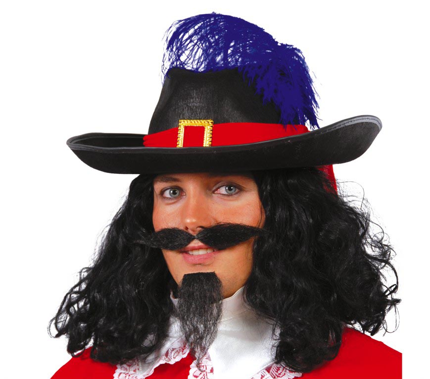 GP13544 – Musketiere Abenteuerhut Blau Roter – Farbe: Schwarz