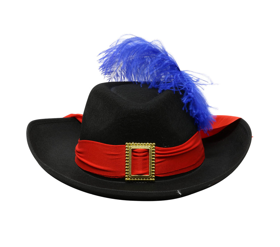 GP13544 – Musketiere Abenteuerhut Blau Roter – Farbe: Schwarz, Ansicht 2