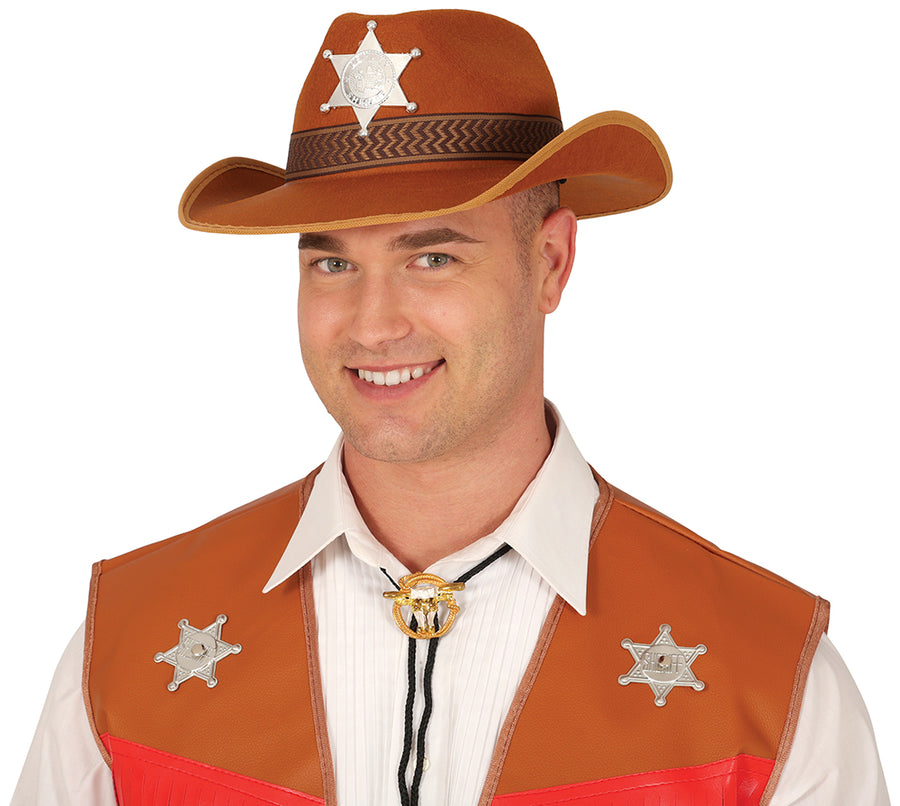 Sheriff Cowboyhut für Erwachsene braun mit Stern
