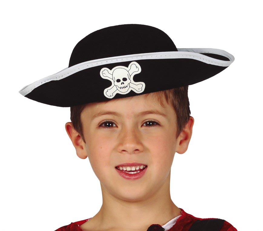 GP13555 – Piratenhut Kinder Karneval Totenkopf – Farbe: Schwarz