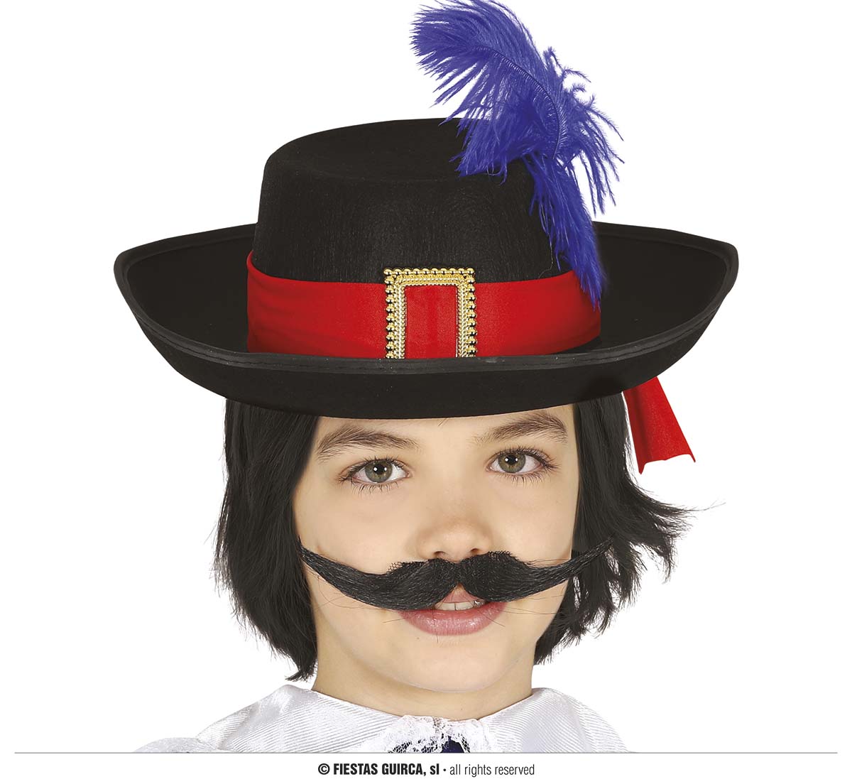 GP13562 – Musketier Hut Zorro Karneval Kostüm – Farbe: Schwarz