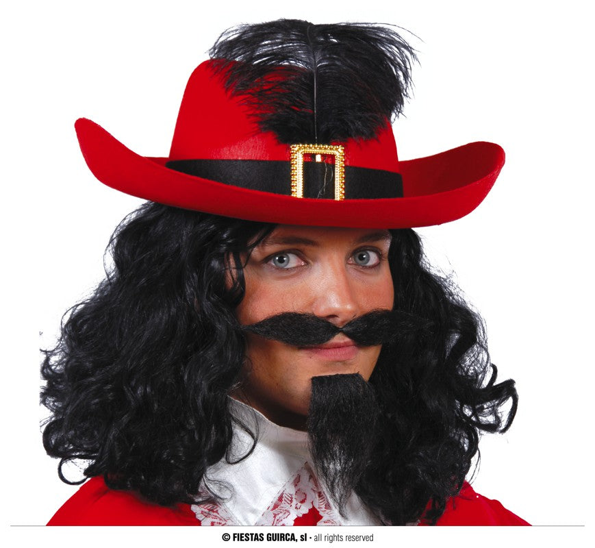 GP13565 – Musketier Hut Karneval Fasching Roter – Farbe: Rot