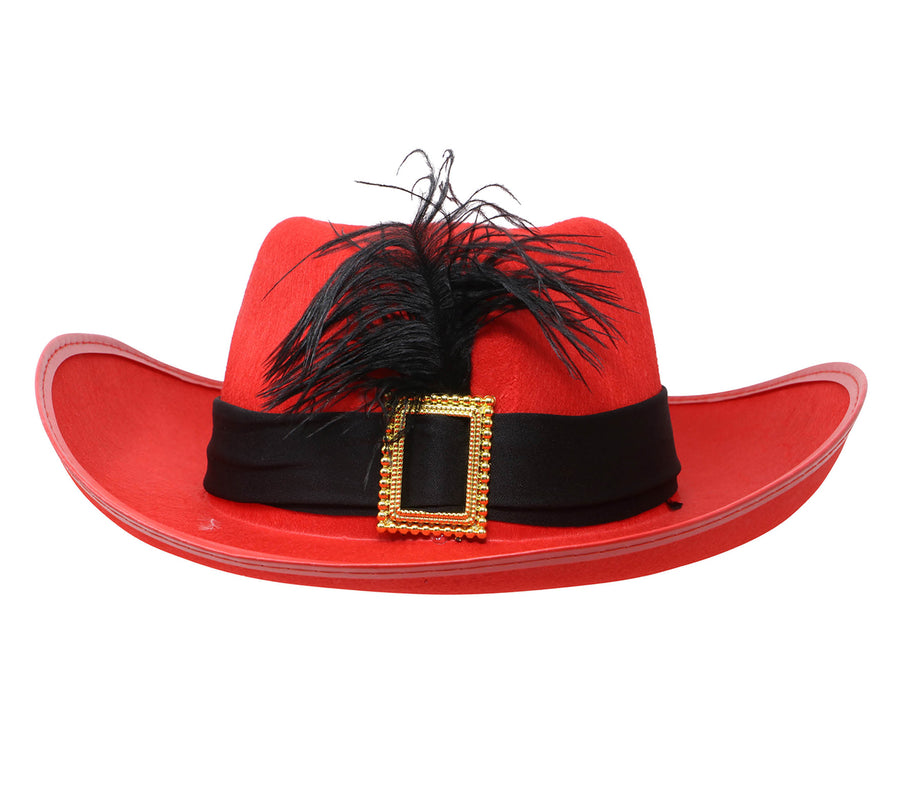 GP13565 – Musketier Hut Karneval Fasching Roter – Farbe: Rot, Ansicht 2