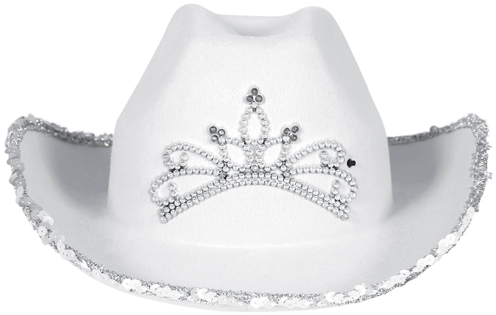 GP13581 – Cowboyhut Karneval Weiß Strass – Farbe: Weiß, Pink