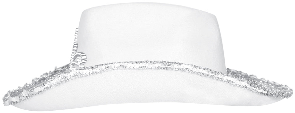 GP13581 – Cowboyhut Karneval Weiß Strass – Farbe: Weiß, Pink