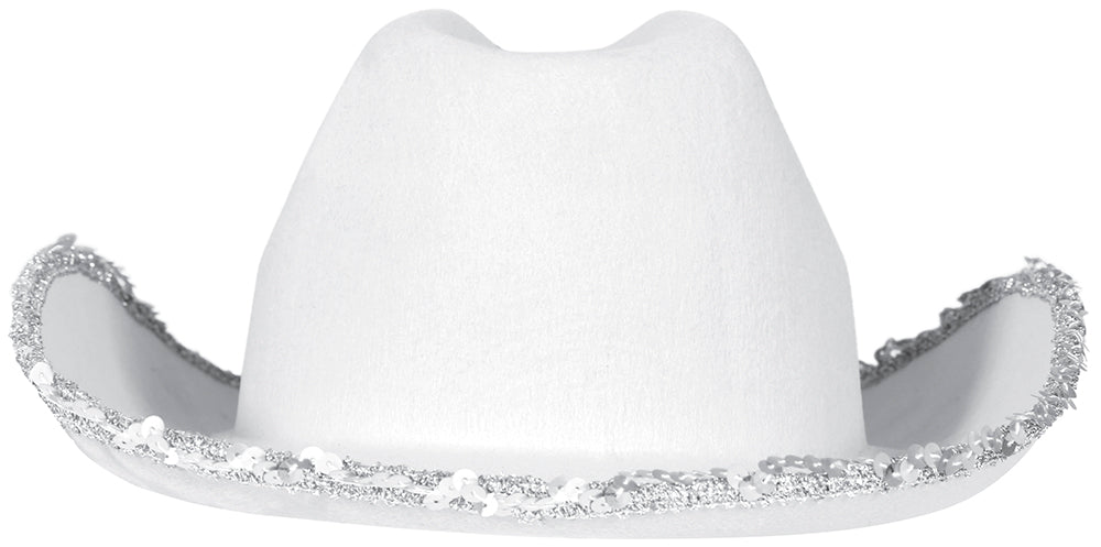 GP13581 – Cowboyhut Karneval Weiß Strass – Farbe: Weiß, Pink
