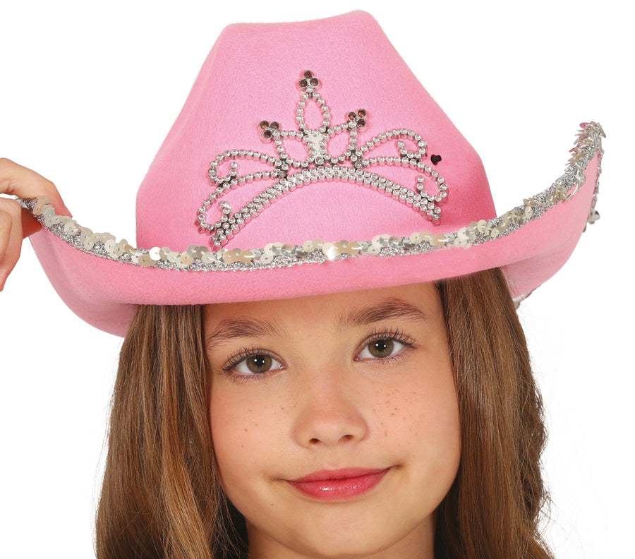 Cowboyhut für Mädchen pink mit Strass