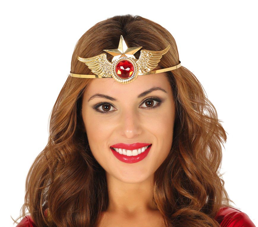 Superheldin Diadem für Damen gold