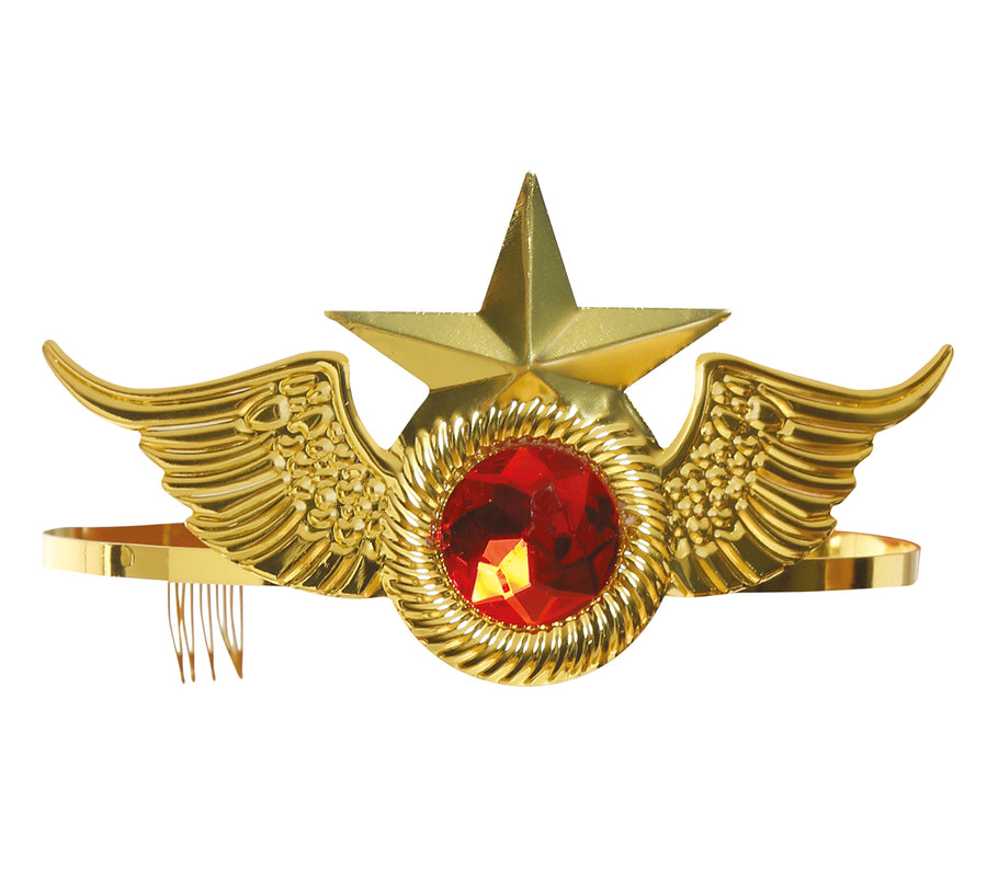 GP13584 – Superheldin Tiara Stern Flügel Kostüm – Farbe: Gold, Ansicht 2