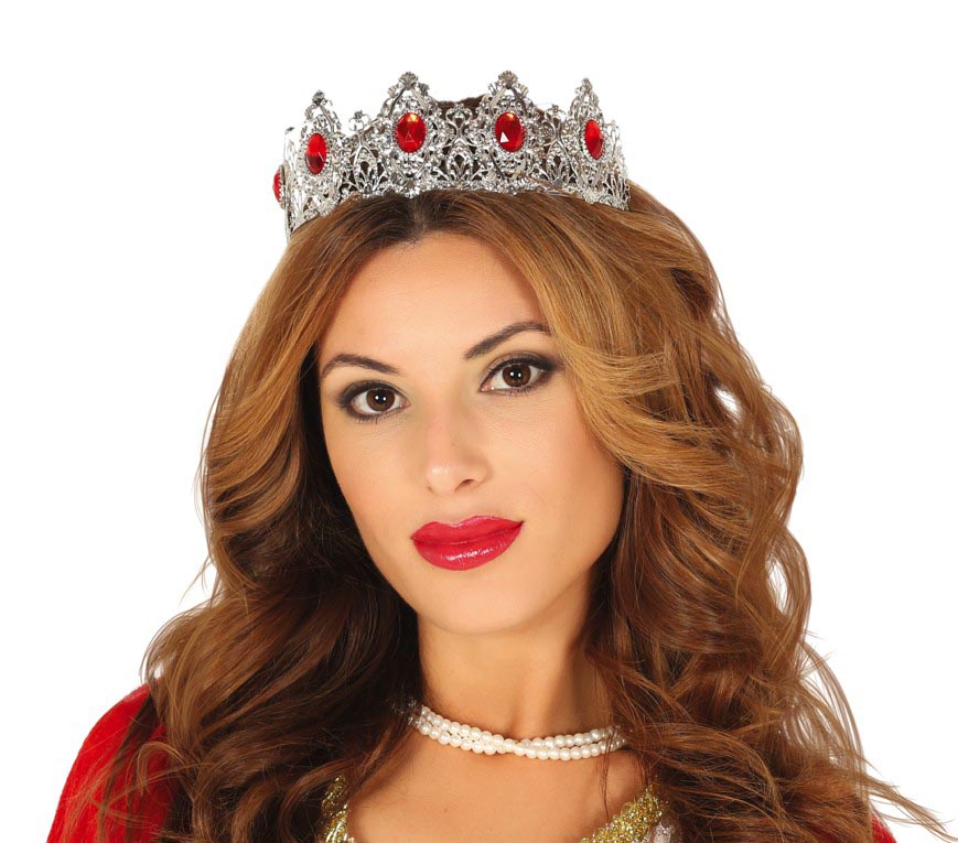 GP13585 – Prinzessin Diadem Krone Silber Rot – Farbe: Silber