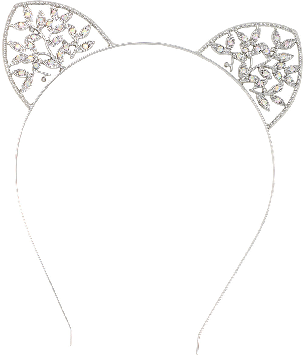 GP13727 – Tierischer Haarreif Für Karneval Katzenohren – Farbe: Silber
