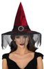 GP13754 – Hexe Halloween Hut Dunkelrot Schleier – Farbe: Rot