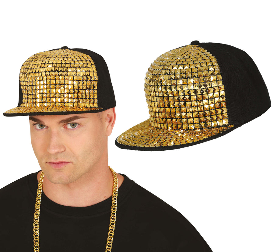 GP13789 – 90s Goldene Hip Hop Mütze – Farbe: Gold / Schwarz, Ansicht 2