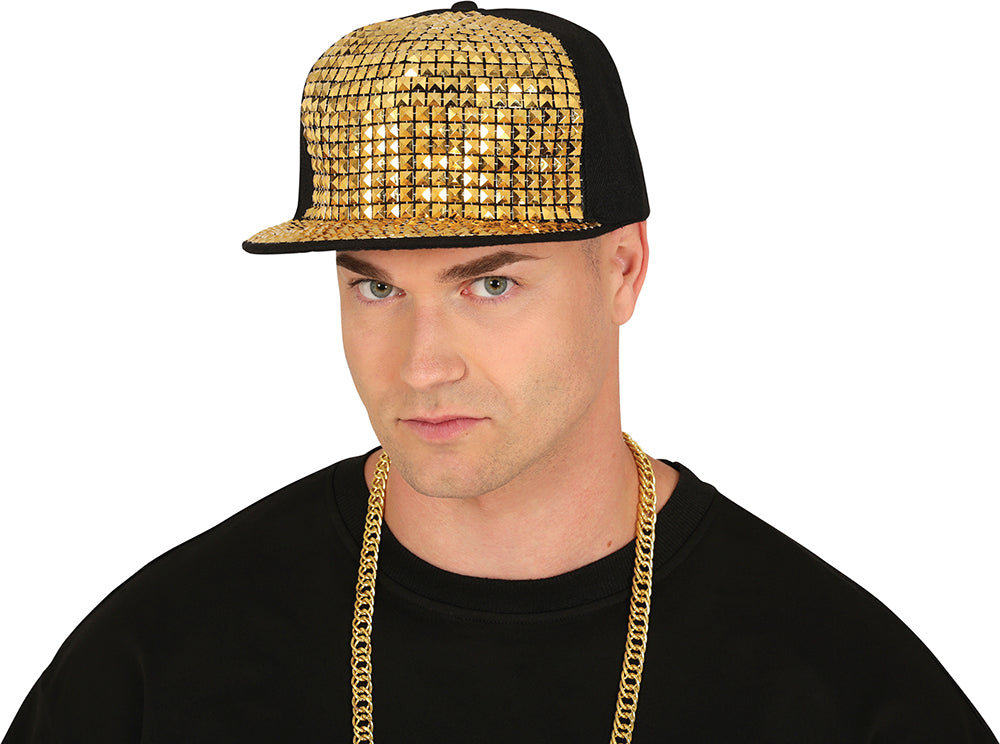 GP13789 – 90s Goldene Hip Hop Mütze – Farbe: Gold / Schwarz