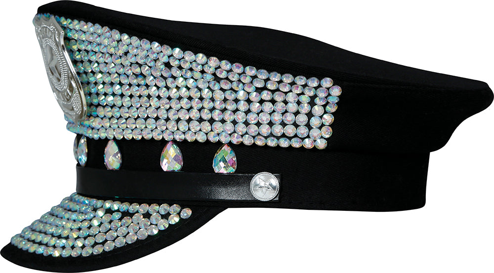 GP13790 – Karneval Polizei Diamanten Mütze – Farbe: Silber / Schwarz