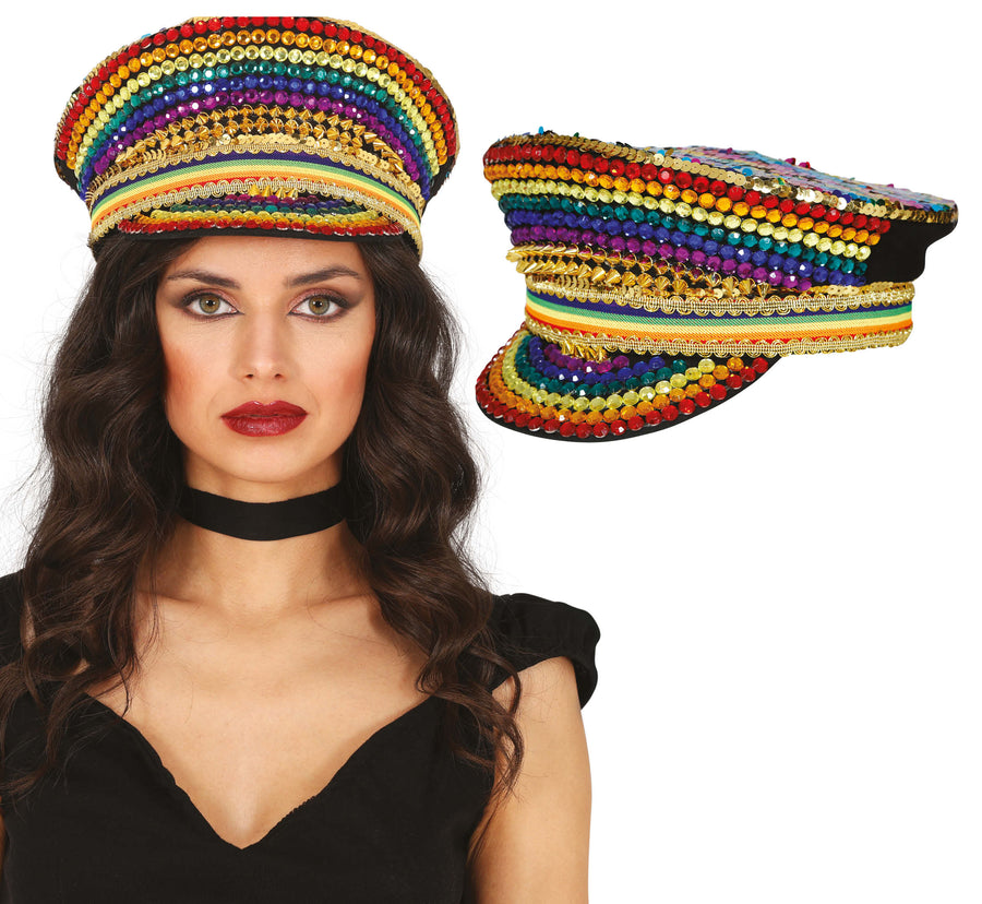 GP13791 – Regenbogen Kapitänsmütze Glitzer – Farbe: Mehrfarbig, Ansicht 2