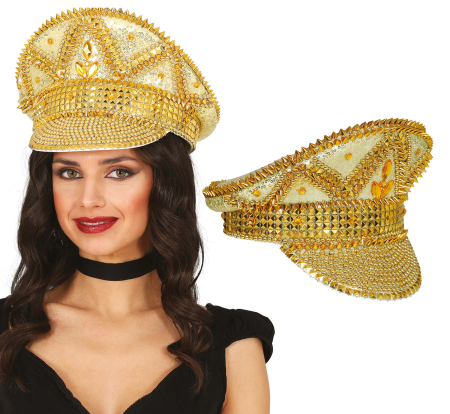 GP13792 – Karneval Kapitänsmütze Goldene Verzierungen – Farbe: Gold, Ansicht 2