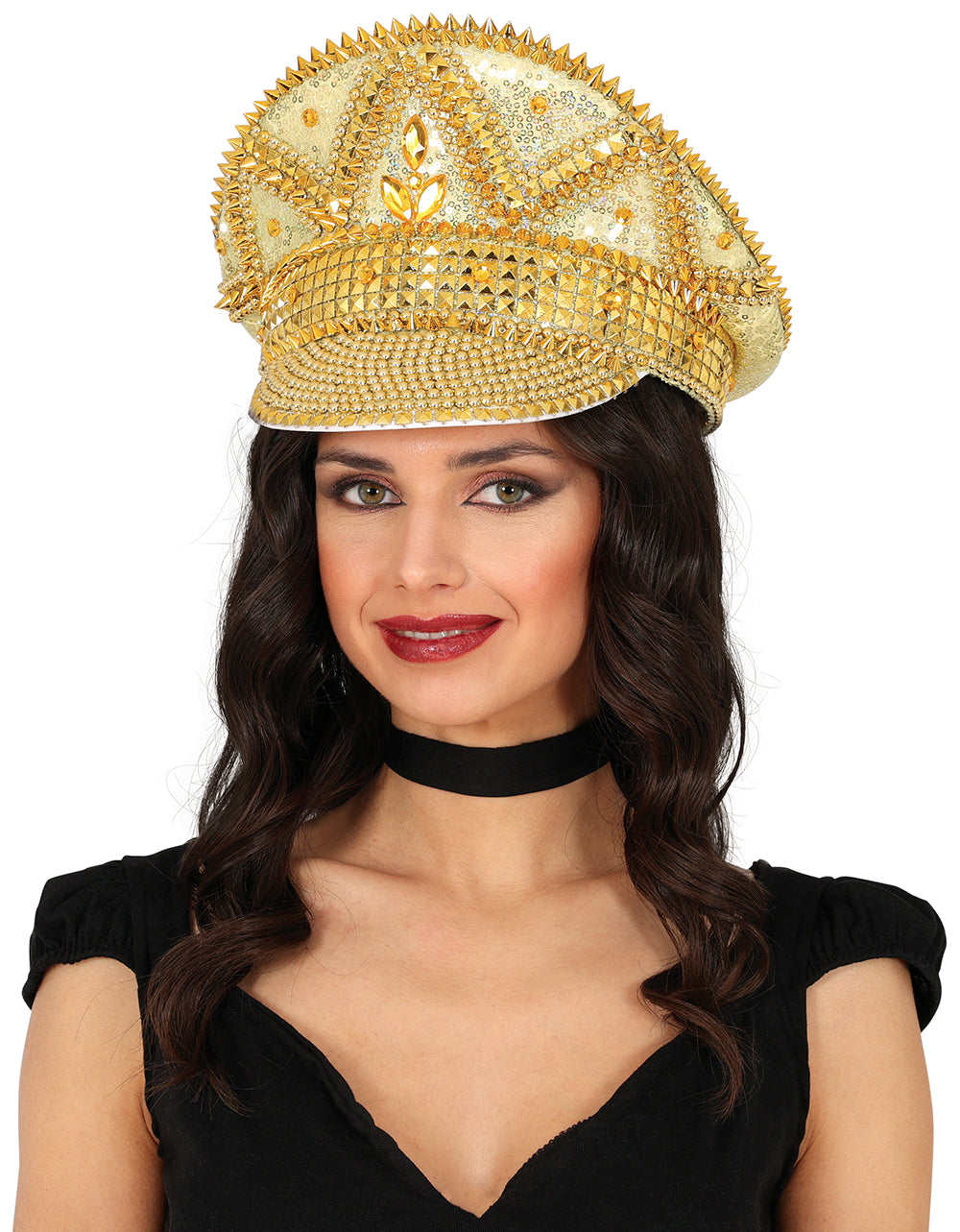 GP13792 – Karneval Kapitänsmütze Goldene Verzierungen – Farbe: Gold
