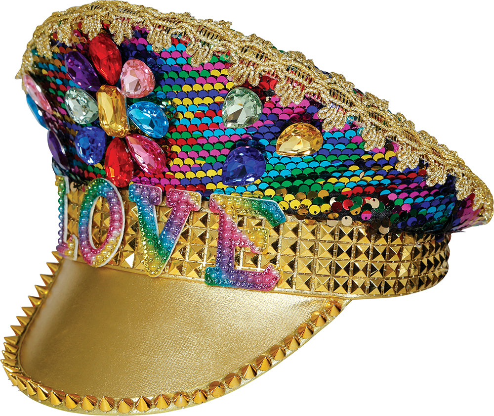 GP13793 – Karneval Cap Bunte Juwelen – Farbe: Gold / Mehrfarbig