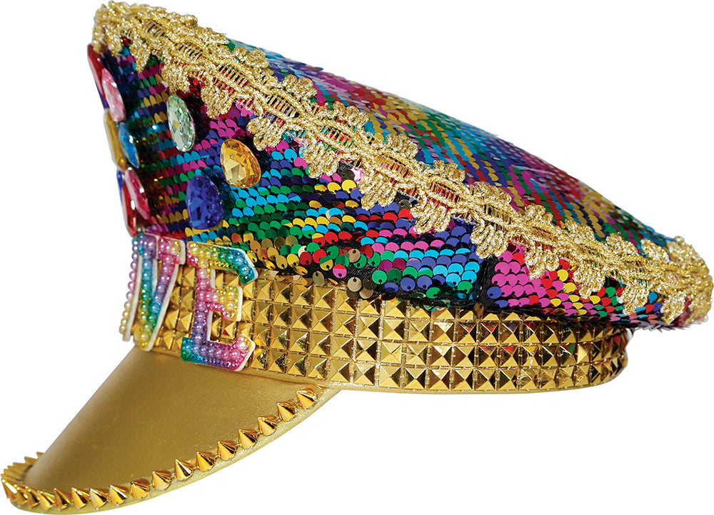 GP13793 – Karneval Cap Bunte Juwelen – Farbe: Gold / Mehrfarbig