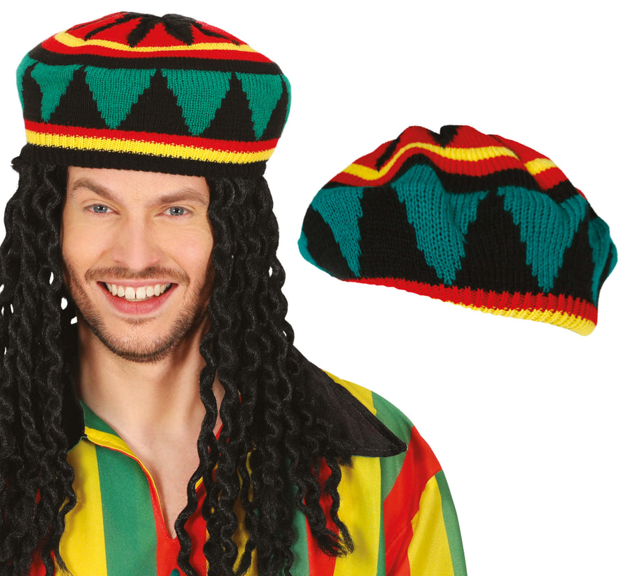 GP13816 – Rastafarianischer Hut Dreadlocks Mütze – Farbe: Mehrfarbig, Ansicht 2