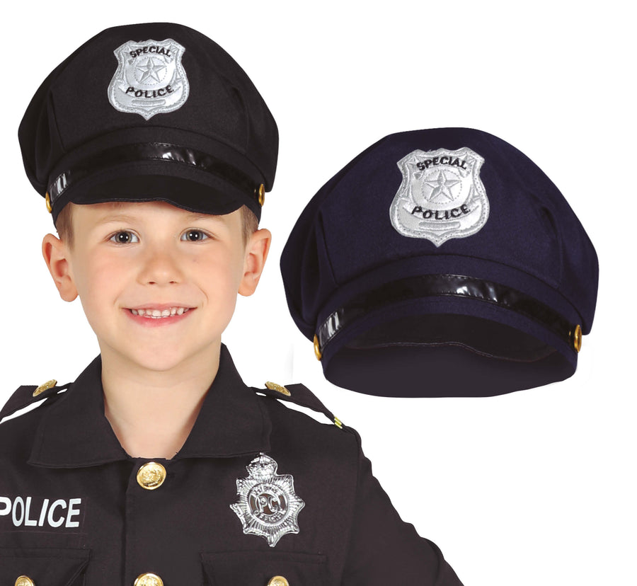 GP13875 – Polizei Karnevalskappe Schwarz Fasching – Farbe: Schwarz, Ansicht 2