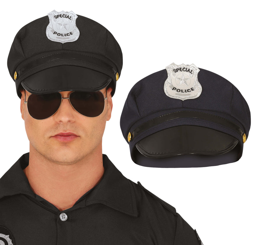 GP13876 – Polizei Muetze Karneval Kostuem – Farbe: Schwarz, Ansicht 2