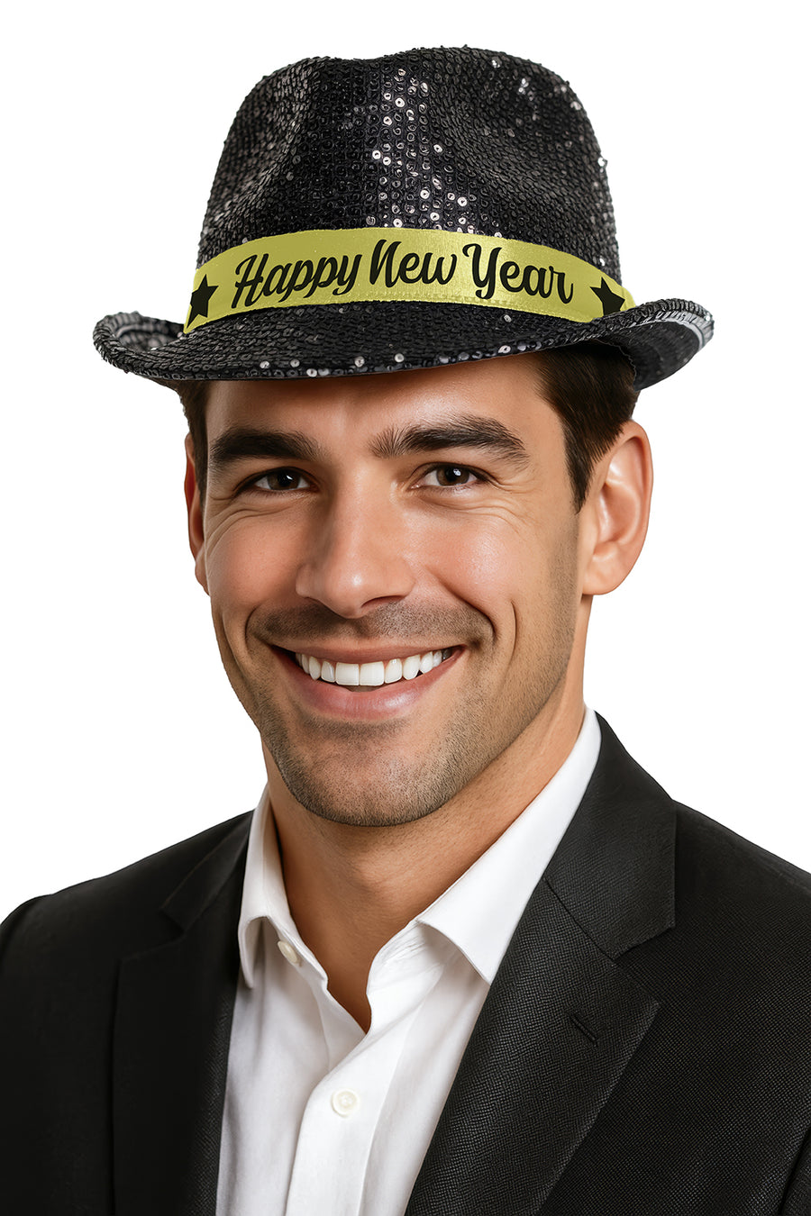 GP13884 – Silvester Partyhut Glitzer Schwarz Mit Pailletten – Farbe: Schwarz, Ansicht 2