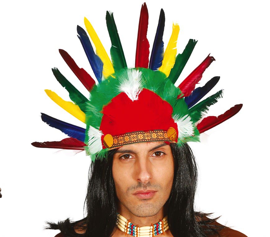 Indianer Kopfschmuck für Erwachsene mit Federn