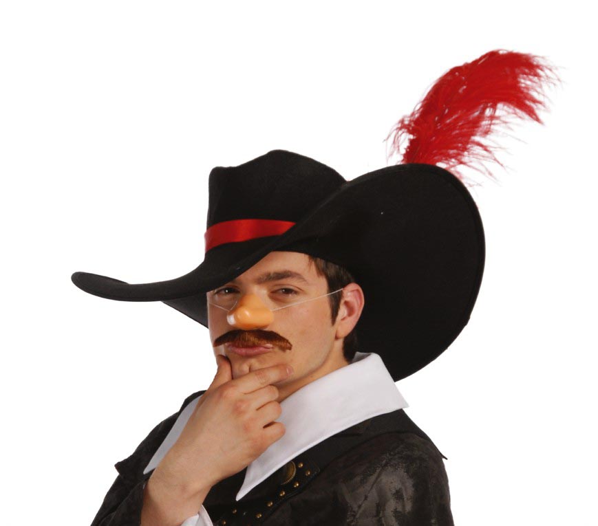 GP13929 – Musketier Bandit Hut Rote Feder – Farbe: Schwarz