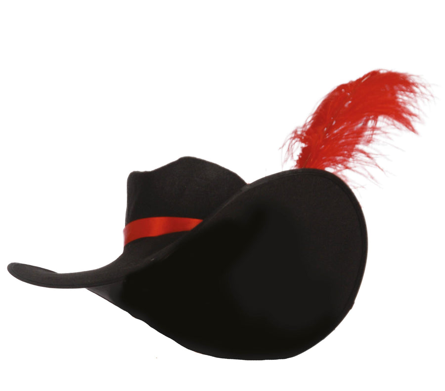 GP13929 – Musketier Bandit Hut Rote Feder – Farbe: Schwarz, Ansicht 2