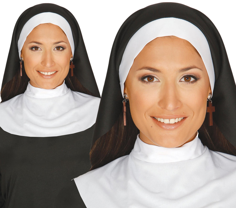 Nonnen Set für Damen Haube und Kragen