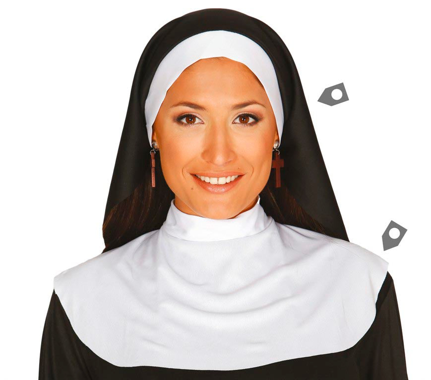 GP13931 – Nonne Karneval Kostüm Kopfbedeckung – Farbe: Schwarz, Ansicht 2
