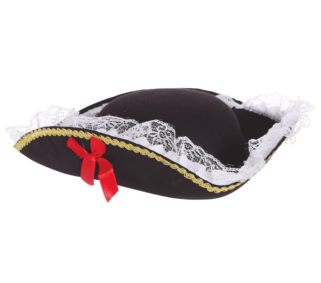 GP13957 – Pirat Hut Kostümzubehör Schwarz Rot – Farbe: Schwarz