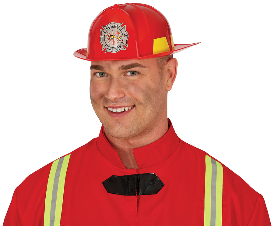 Feuerwehrhelm für Erwachsene rot mit Emblem