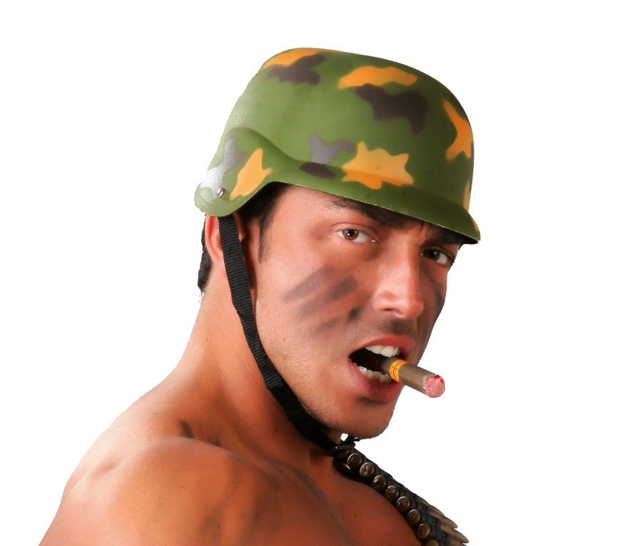 Militärhelm für Herren grün mit Tarnmuster
