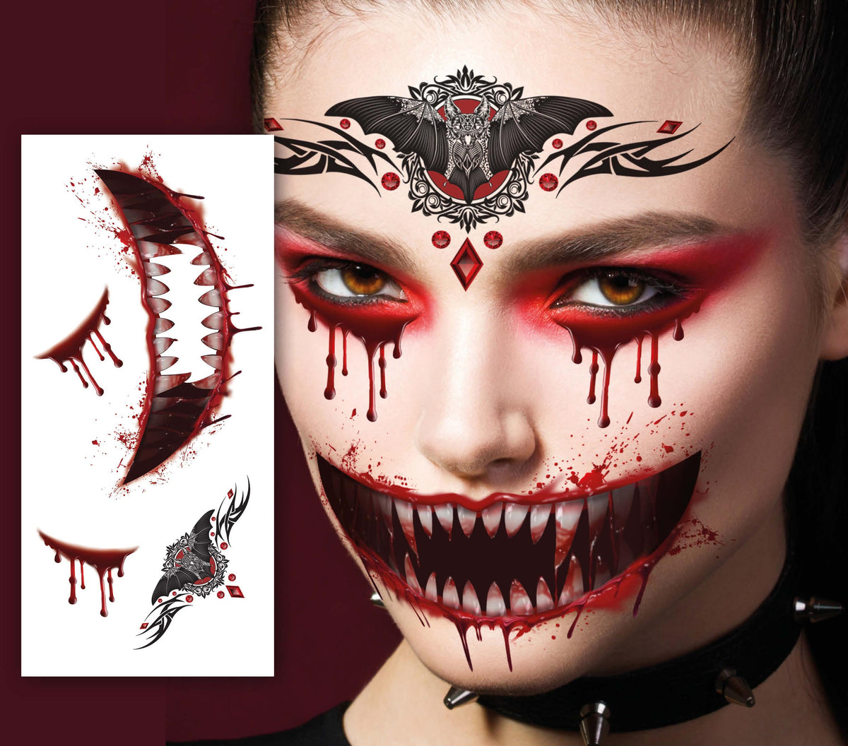 GP15708 – Horror Tattoos für Erwachsene 30 x 13 cm – Farbe: Vampir