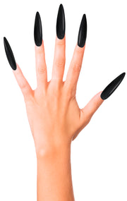 Hexen Nägel für Damen schwarz lang, Bild 3