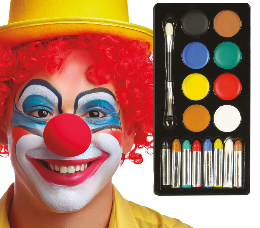 Clown Schminkset 17 teilig mit Farbpalette