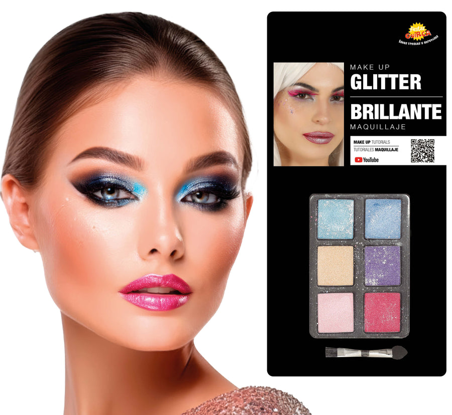 Glitzer Lidschatten Palette 6 g mit Pinsel