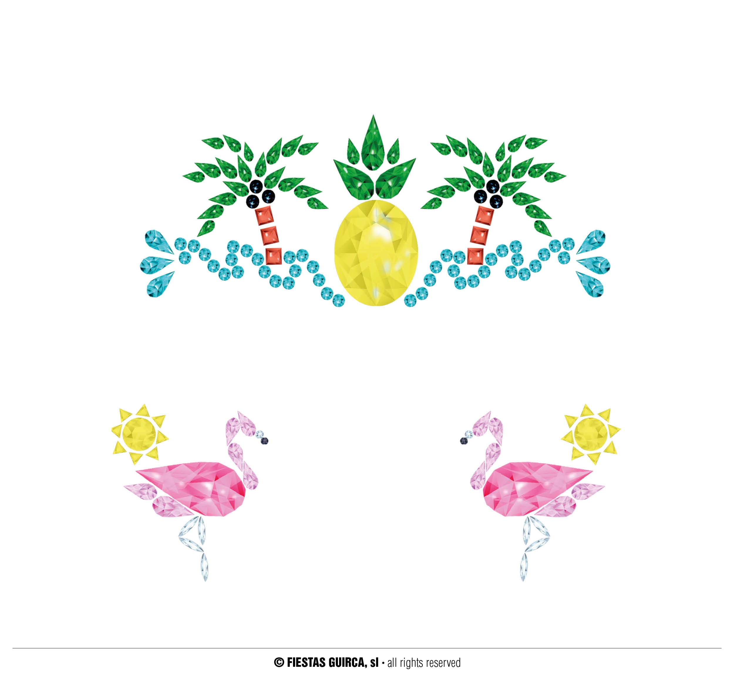 GP15767 – Hawai Schmuck Sommer Gesicht Flamingo – Farbe: Mehrfarbig