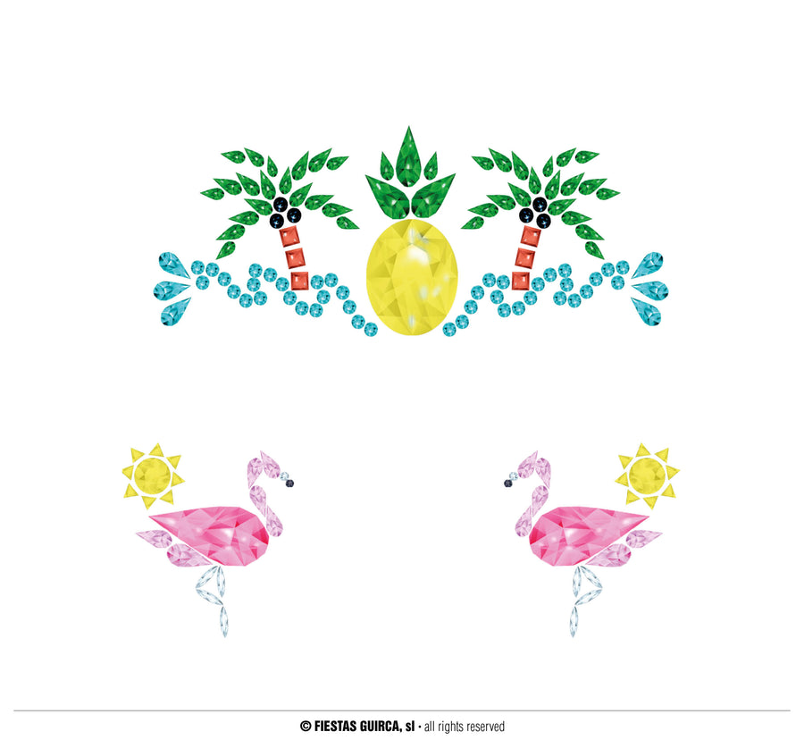 Flamingo Gesichtsschmuck für Damen Strasssteine
