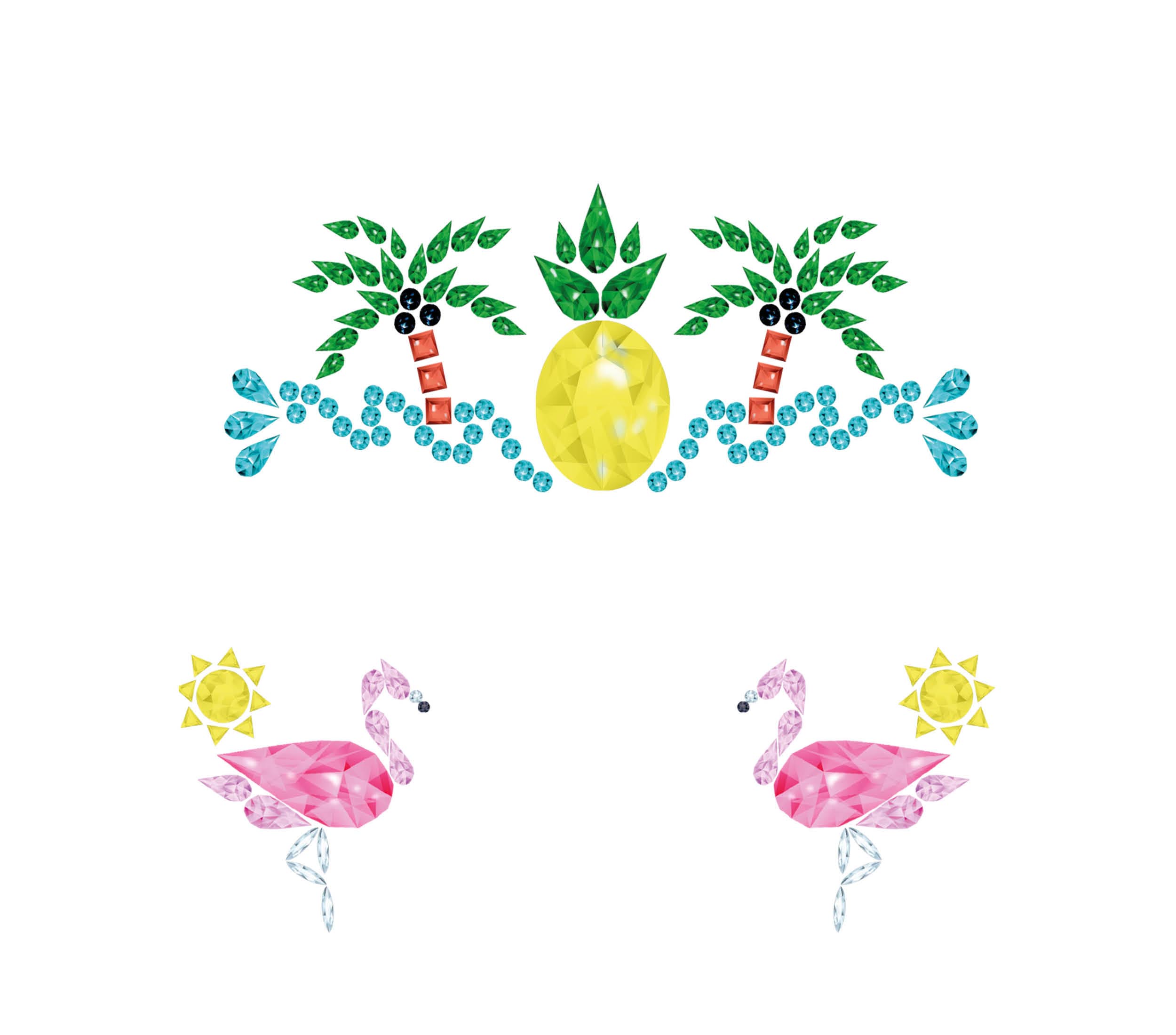 GP15767 – Hawai Schmuck Sommer Gesicht Flamingo – Farbe: Mehrfarbig