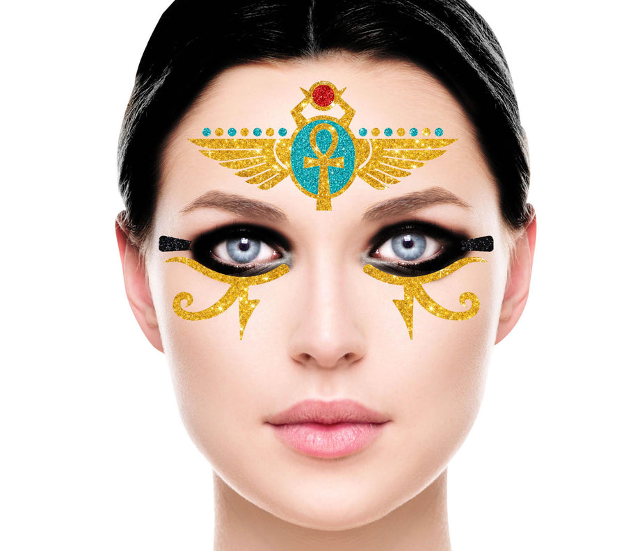 GP15768 – Ägyptisches Königsgesicht Strasssteine Karneval – Farbe: Mehrfarbig, Ansicht 2