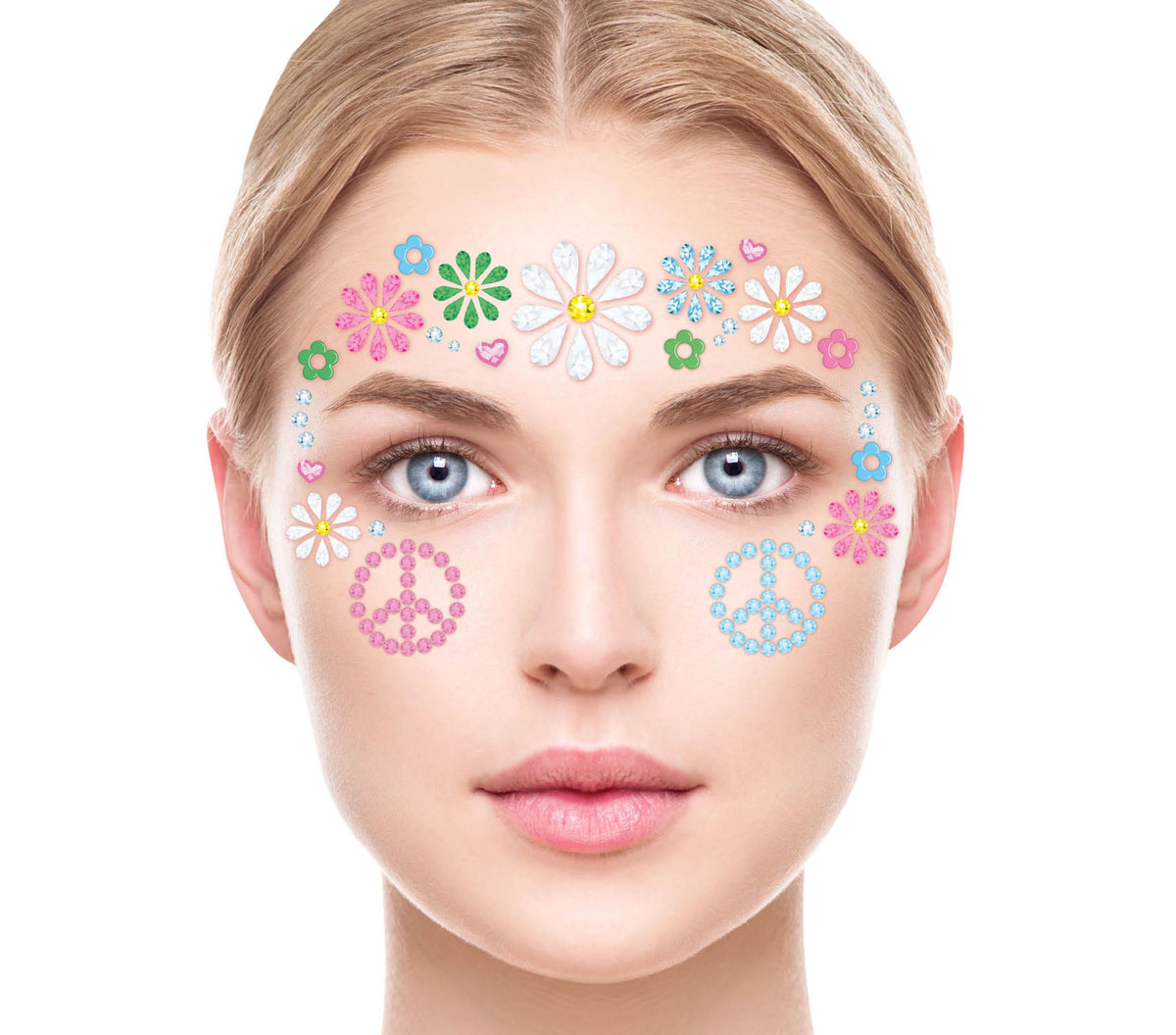 GP15773 – Hippie Festival Strass Gesichtsschmuck – Farbe: Mehrfarbig