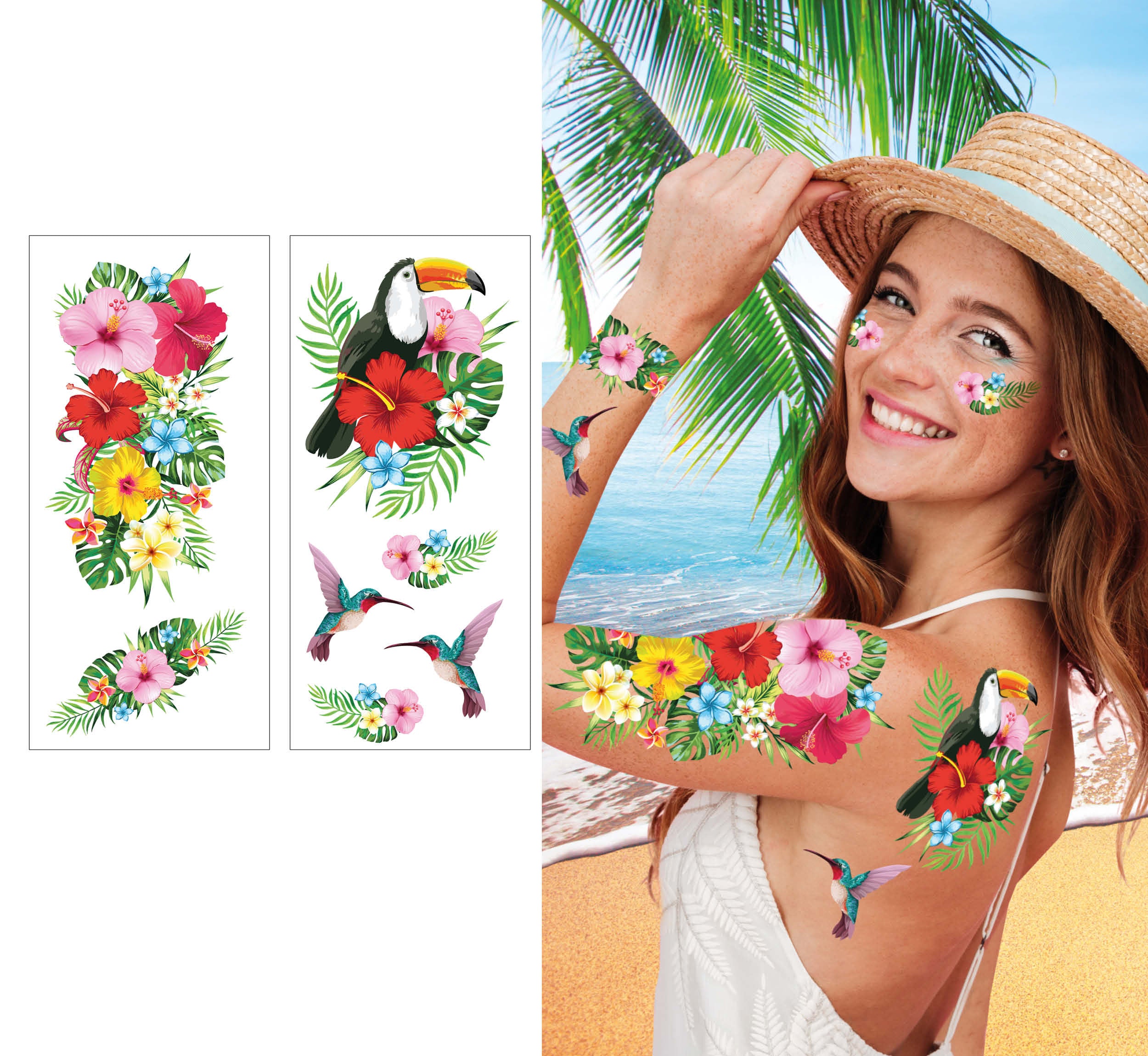 GP15776 – Hawaii Tropen Wunder Tattoo Kolibri – Farbe: Mehrfarbig