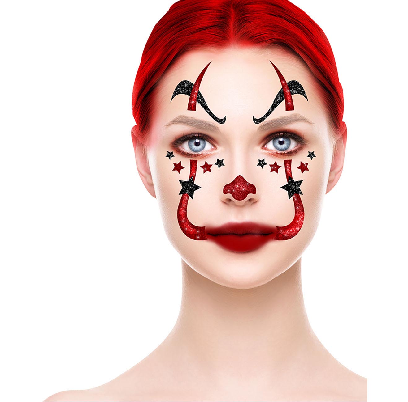 GP15858 – Clown Party Face Sticker Halloween Make – Farbe: Schwarz