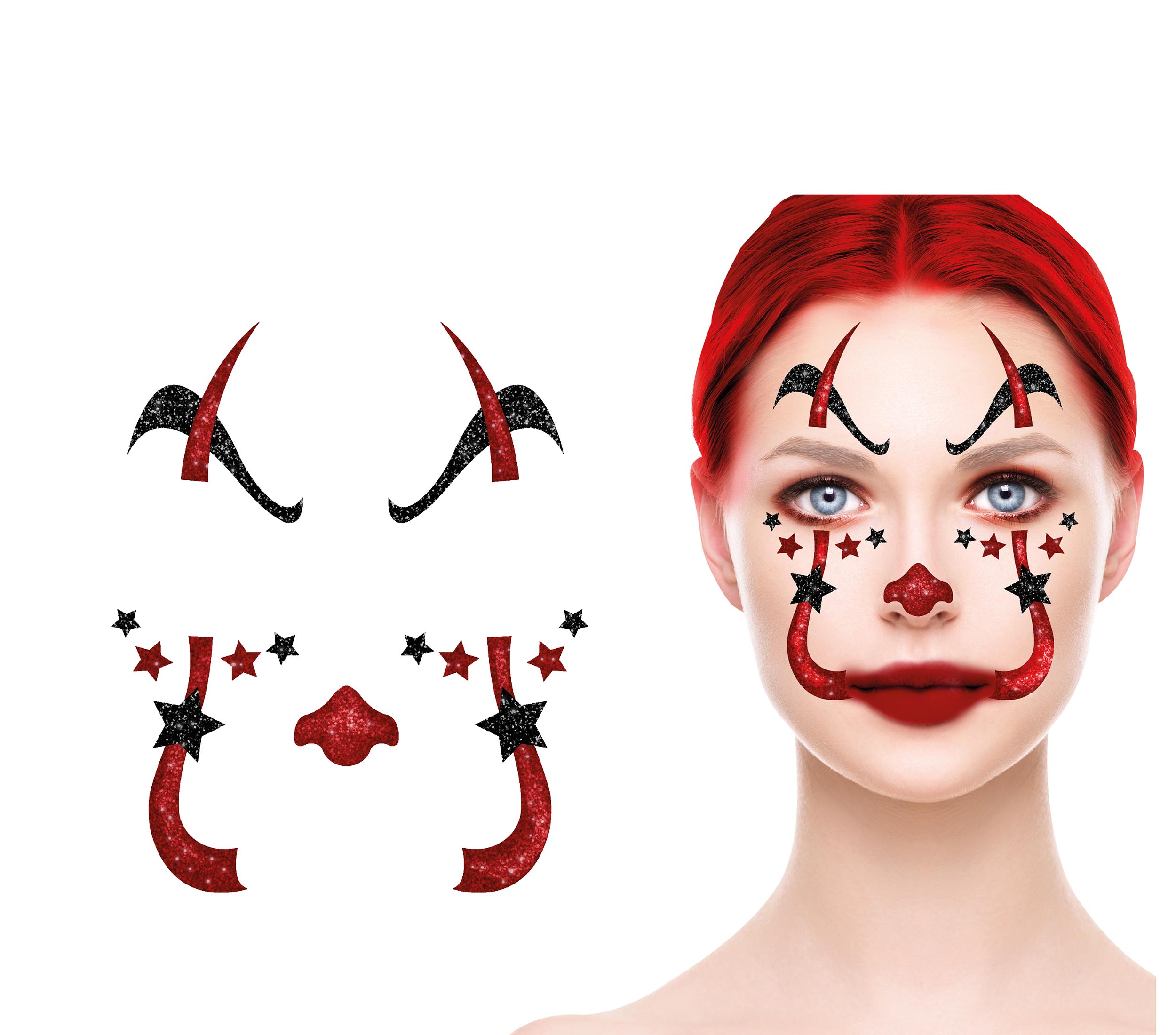 GP15858 – Clown Party Face Sticker Halloween Make – Farbe: Schwarz