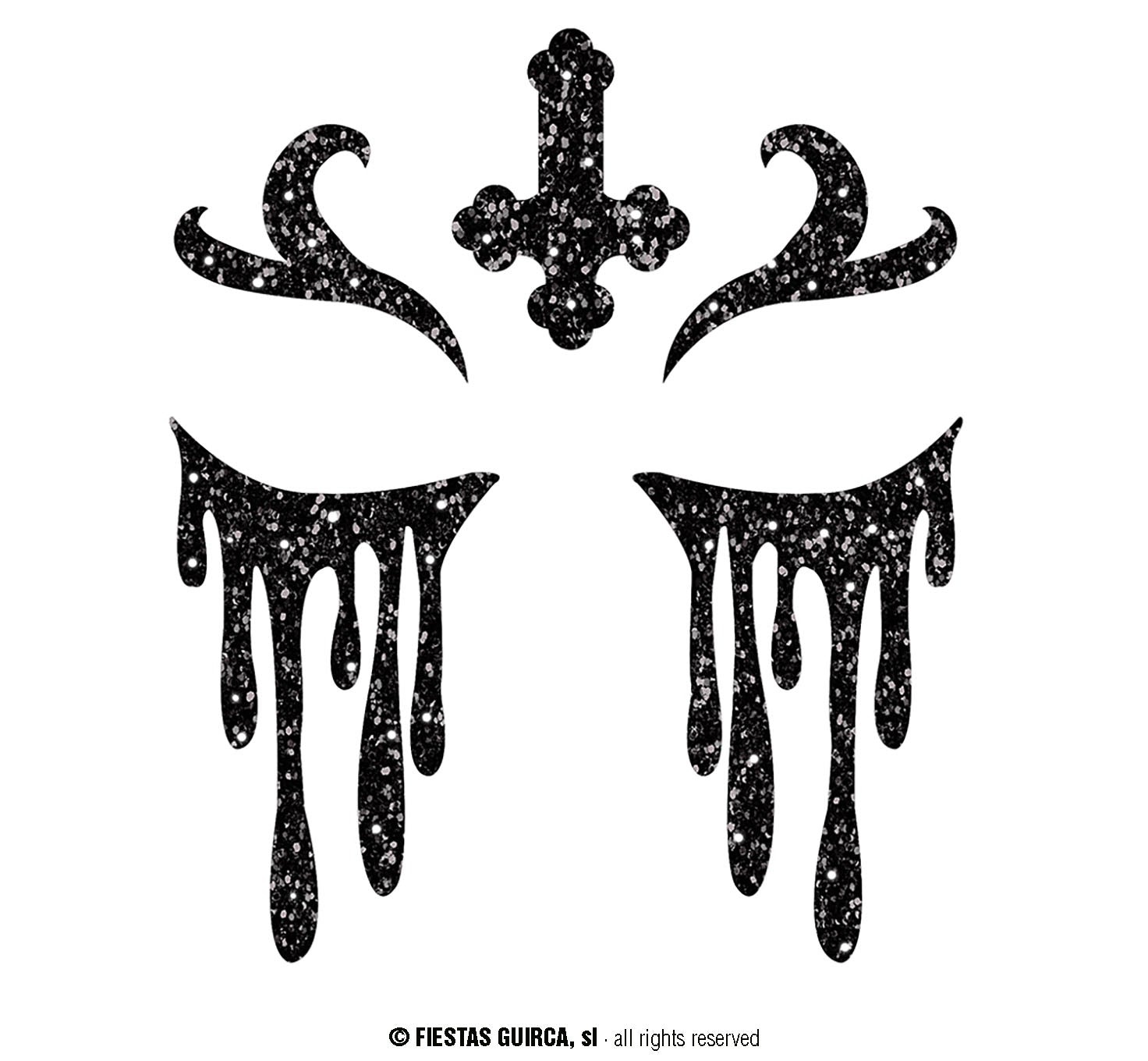 GP15859 – Religion Halloween Gesicht Aufkleber Kreuz – Farbe: Schwarz